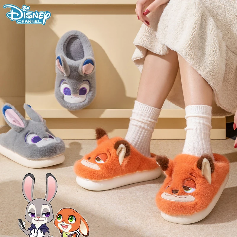 HOT SALE Disney Zootopia Fox Nick Cotton Slippers Judi Rabbit Couples Non-slip Home Warm Cute Adult Slipper Winter Christma Gift