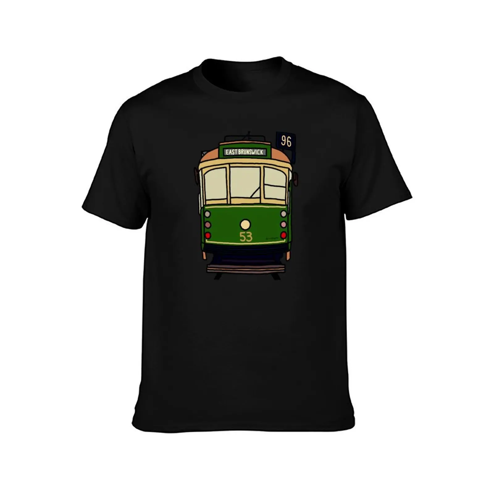 Melbourne Tram - No.96 to Brunswick East T-Shirt Durable Work Wear T-Shirt