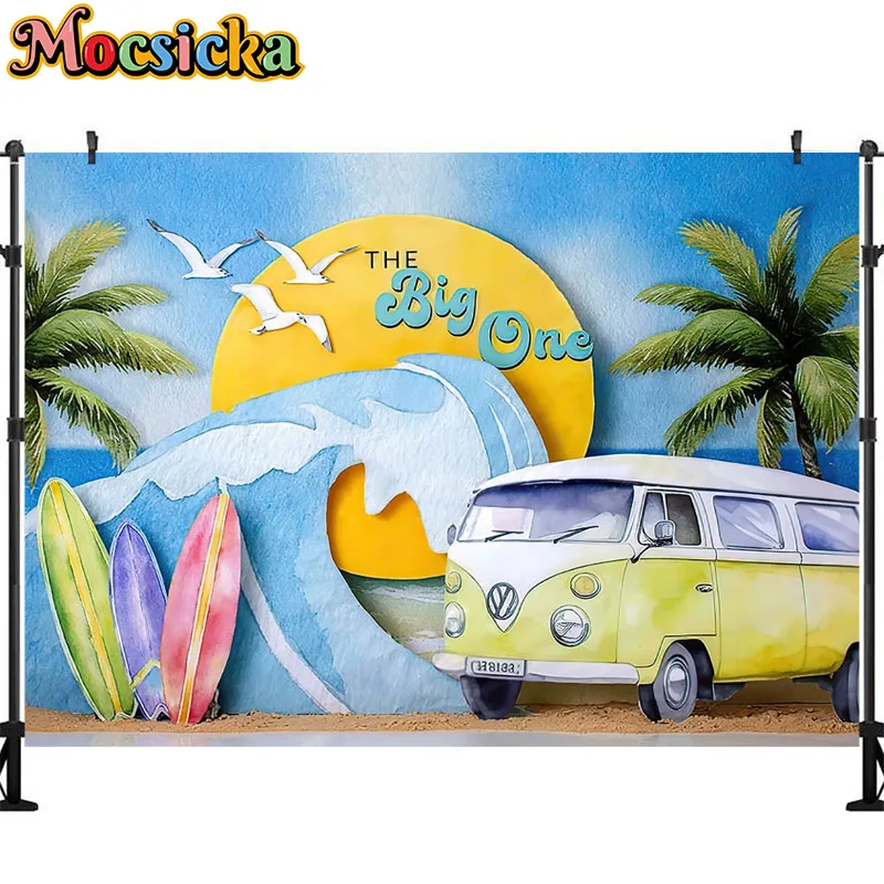 핑크 해변 서핑샵 배경, 여름 공주 생일 파티 사진 스튜디오 소품, 소녀 케이크 스매시 배경