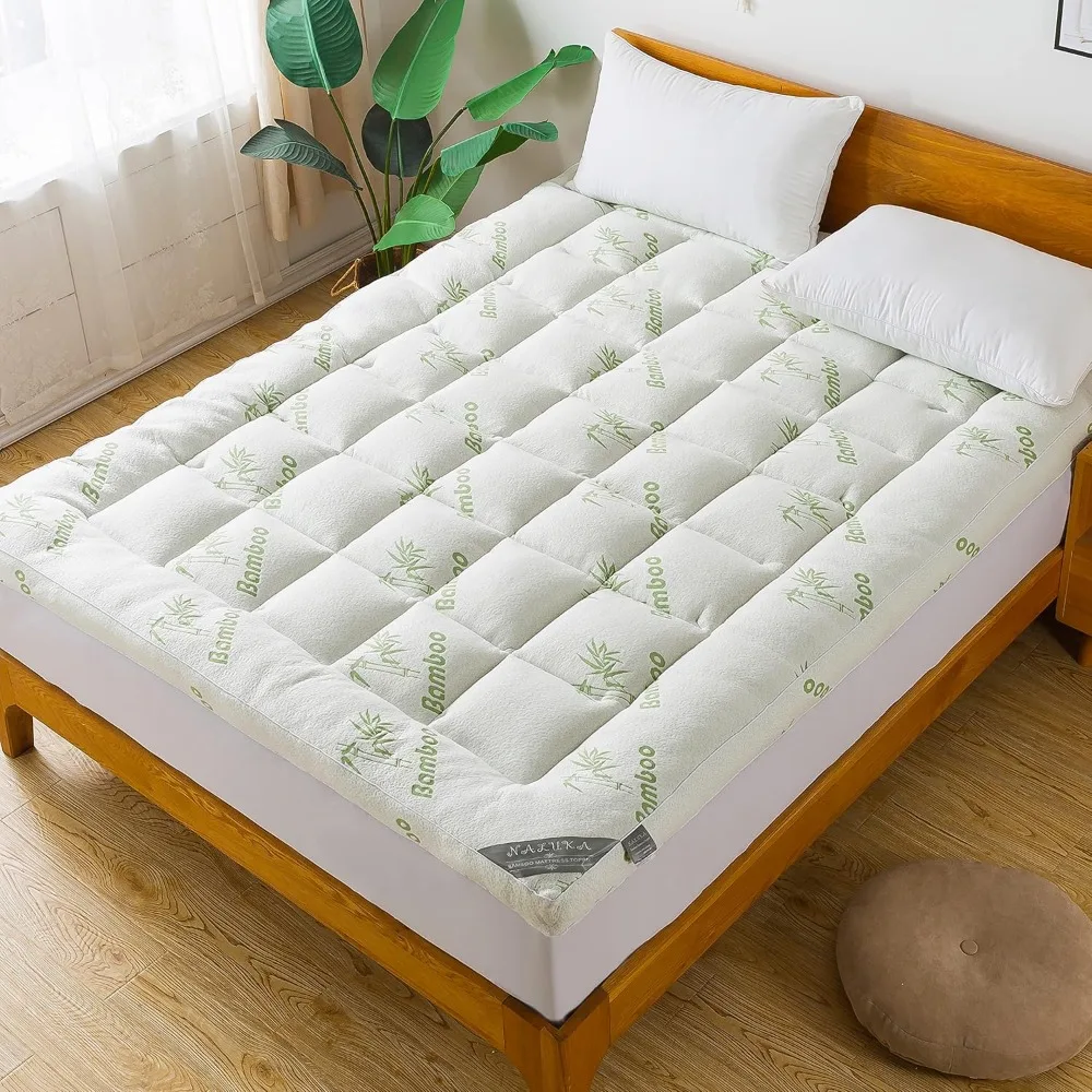 

Bamboo_Viscose Mattress Topper King Size, Cooling Extra Thick Breathable Mattress pad, 8-21”Deep Pocket Soft Quilted Fitted Matt