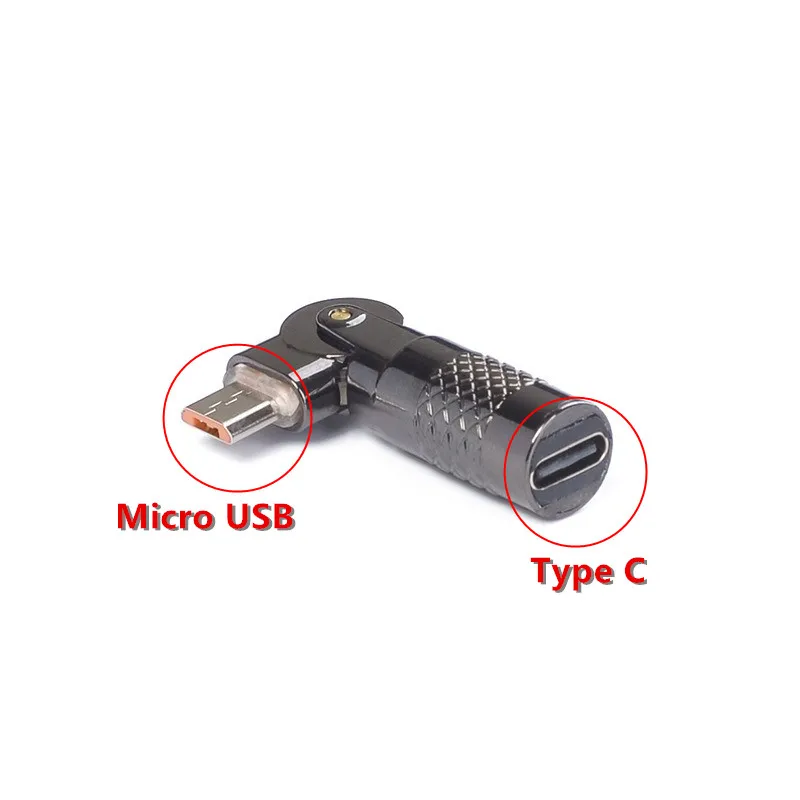 USB Type-C Adapter 180 Degree Rotating Type C Female To Micro USB Male Connector Converter For Xiaomi Samsung Charger Data Cable