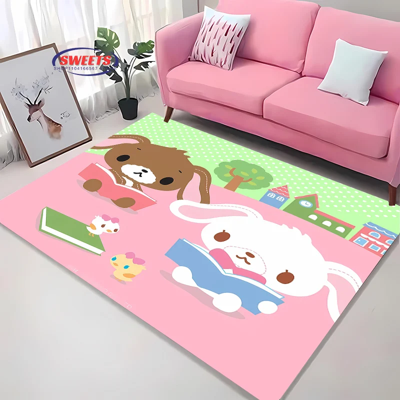 Large Area Pink Carpet S-Sugarbunnies for Home Living Room Children's Bedroom,Sofa Doormat Kitchen Floor Rug Anti-slip Decor Mat