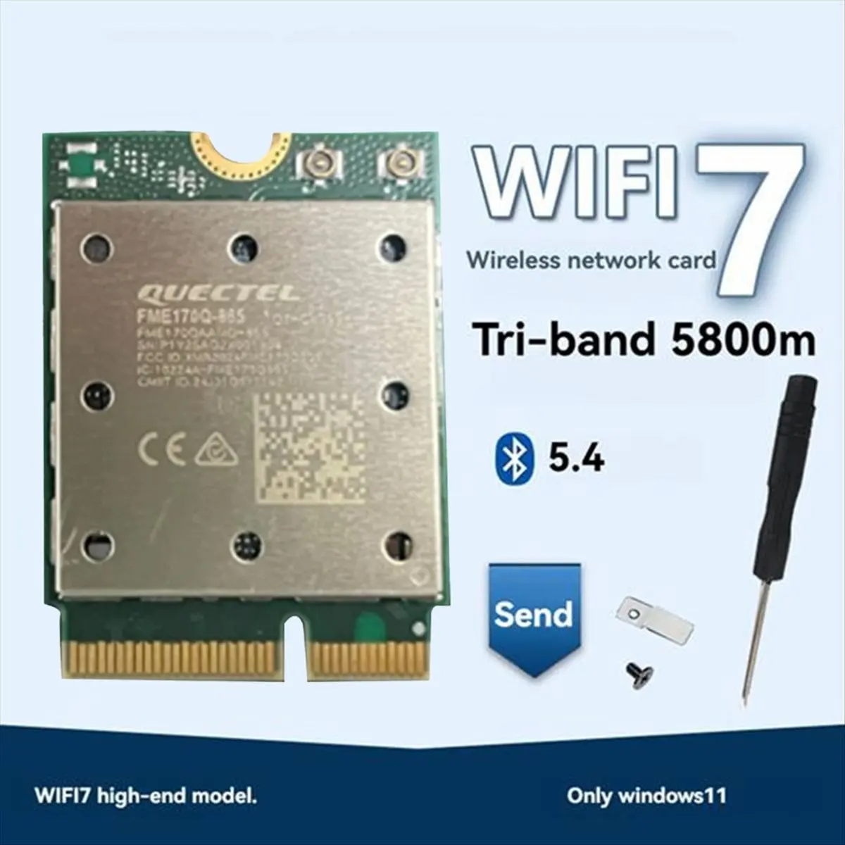 ترقية ثلاثي الموجات FME-865 WiFi7 بلوتوث 5.4 بطاقة واي فاي لاسلكية 2.4G/5G/6Ghz محول الشبكة اللاسلكية ل Win11