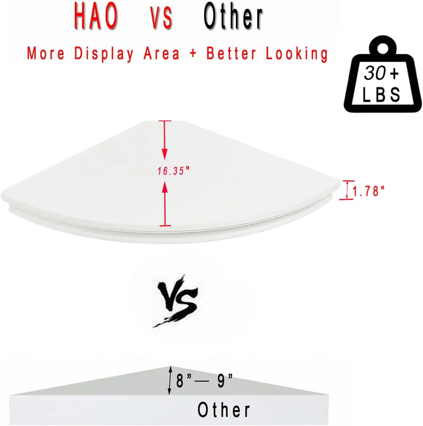 Hao Floating Corner Shelf Invisible Wall Mounted Shelves Radial Shape Cable Wire Hole Pattern Perfect For Bedroom Bathroom