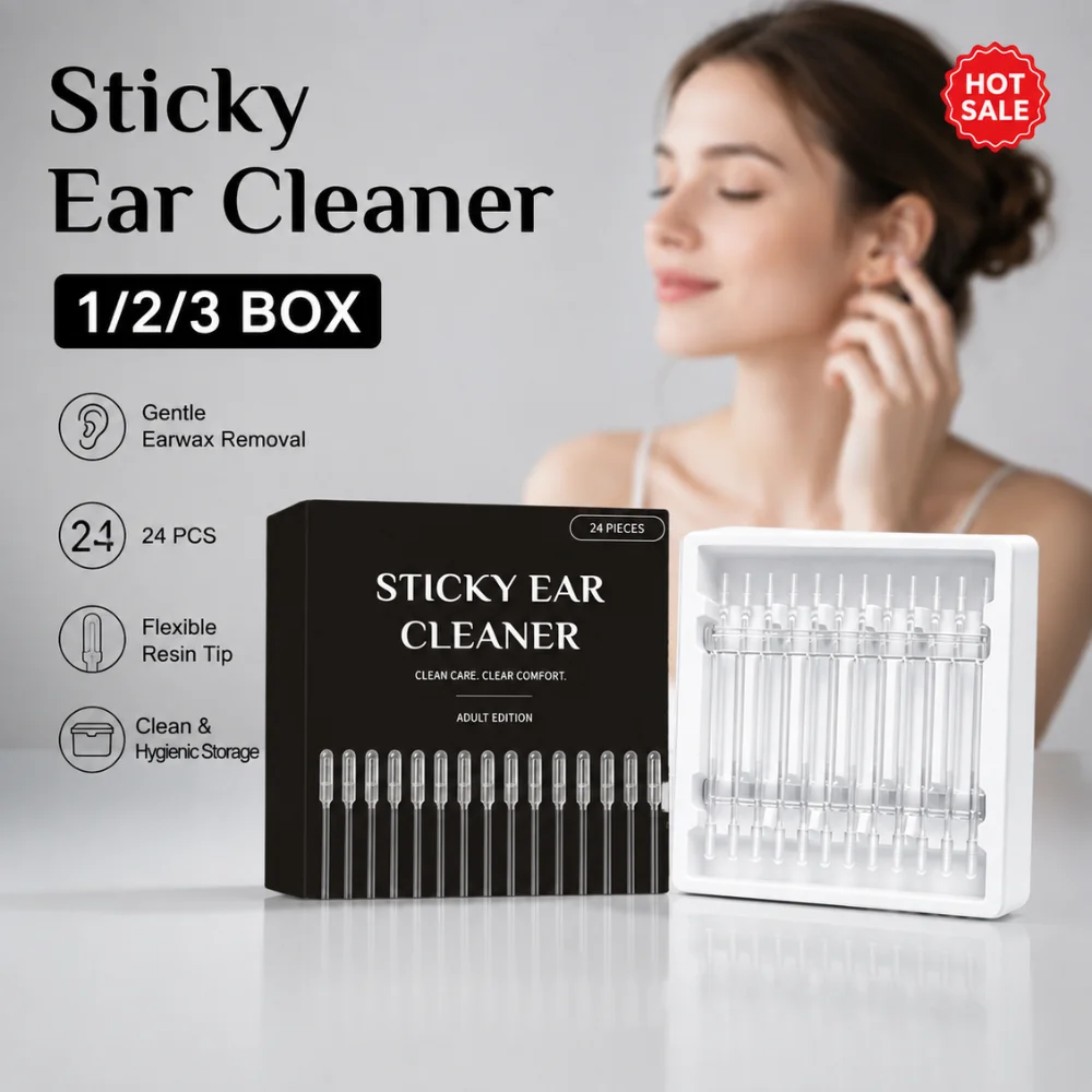 24pcs Earwax Removal Sticks Soft Resin Ear Cleaner Gentle Rotating Cleaning Tool with Dustproof Case for Home Travel Daily Care