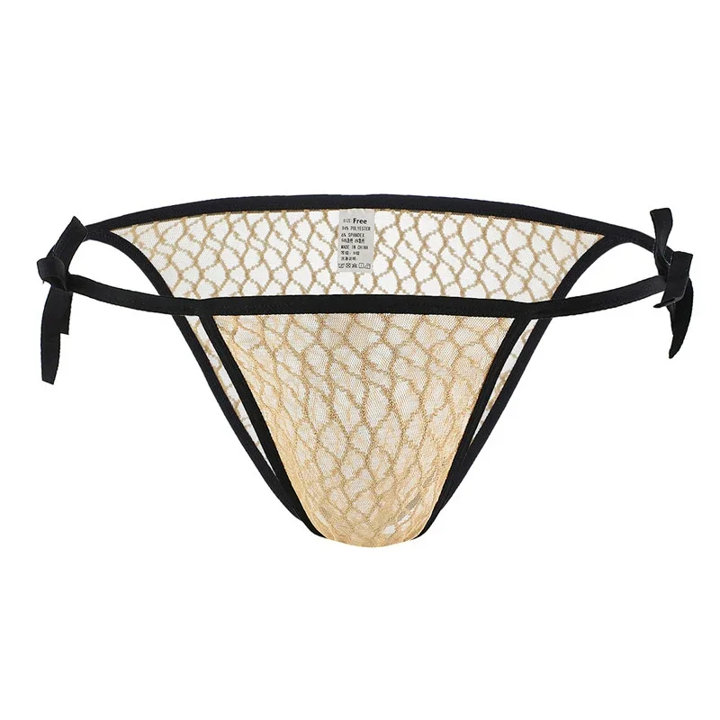 

Мужские трусы, сексуальное нижнее белье одного размера, ультратонкие прозрачные сетчатые дышащие трусы с кружевными бретелями, мужские трусы-бикини