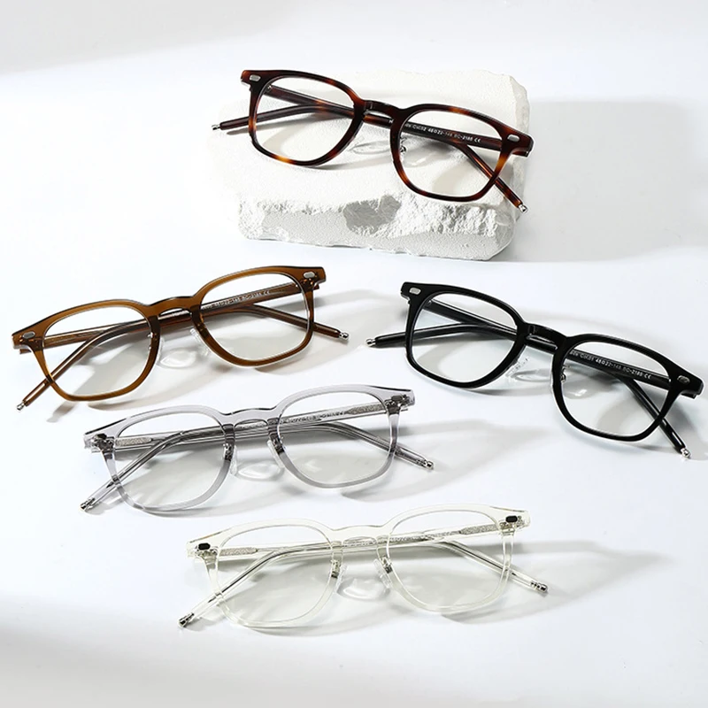 DDDLONG Square Acetate Glasses Prescription Eyeglasses Frame For Men Women Optical Lens Can Replaceable Eyewear D803
