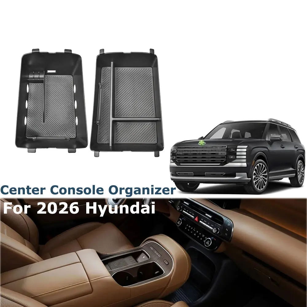 

For 2026 Hyundai Palisade Upper Lower Armrest Box Organizer Tray 2PCS Center Console Organizer For Hyundai Palisade 2026