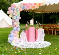 

Оптовая продажа, ментальный белый круглый плинтус и фон, свадебная витрина для украшения свадебной сцены