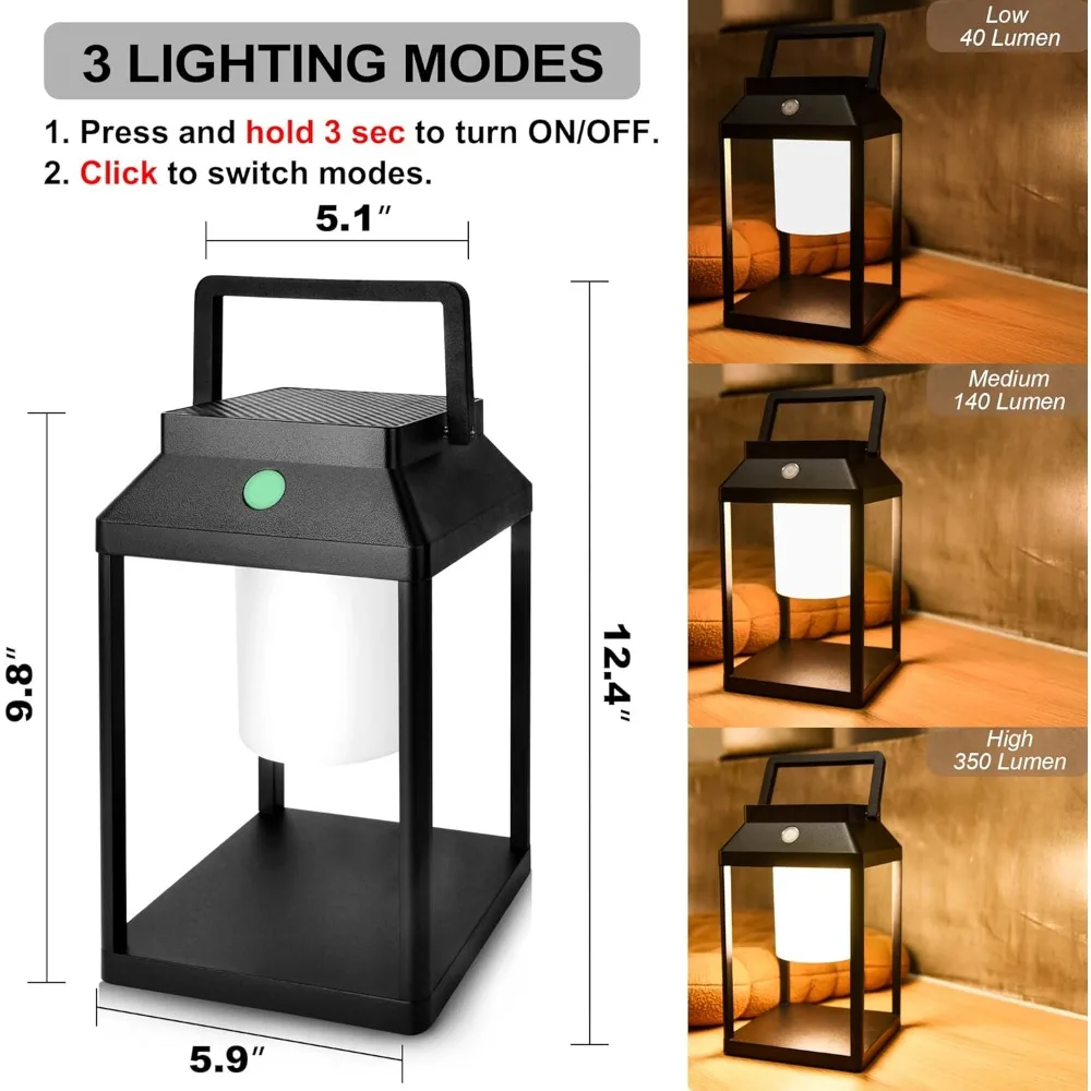 LED Portable Rechargeable Solar Table Lamp Nightstand Lamp IP44 Waterproof Cordless Touch Control USB Solar 2 in 1 Hand Light