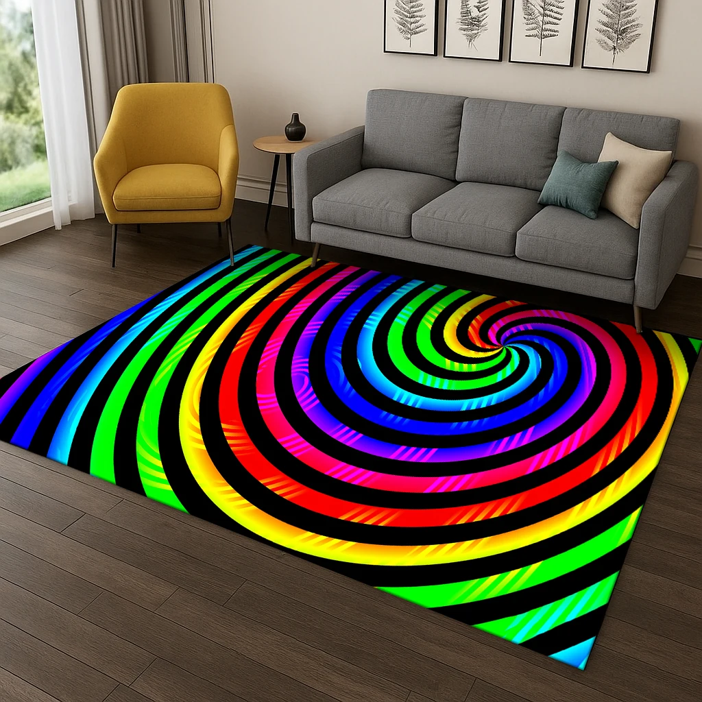 Regenbogen-Cartoon-Muster-Teppich, Teppich, Bereichsteppich für Zuhause, Schlafzimmer, Wohnzimmer, Sofa, Fußmatte, Küche, Dekor, Kinderspiel, rutschfeste Bodenmatte