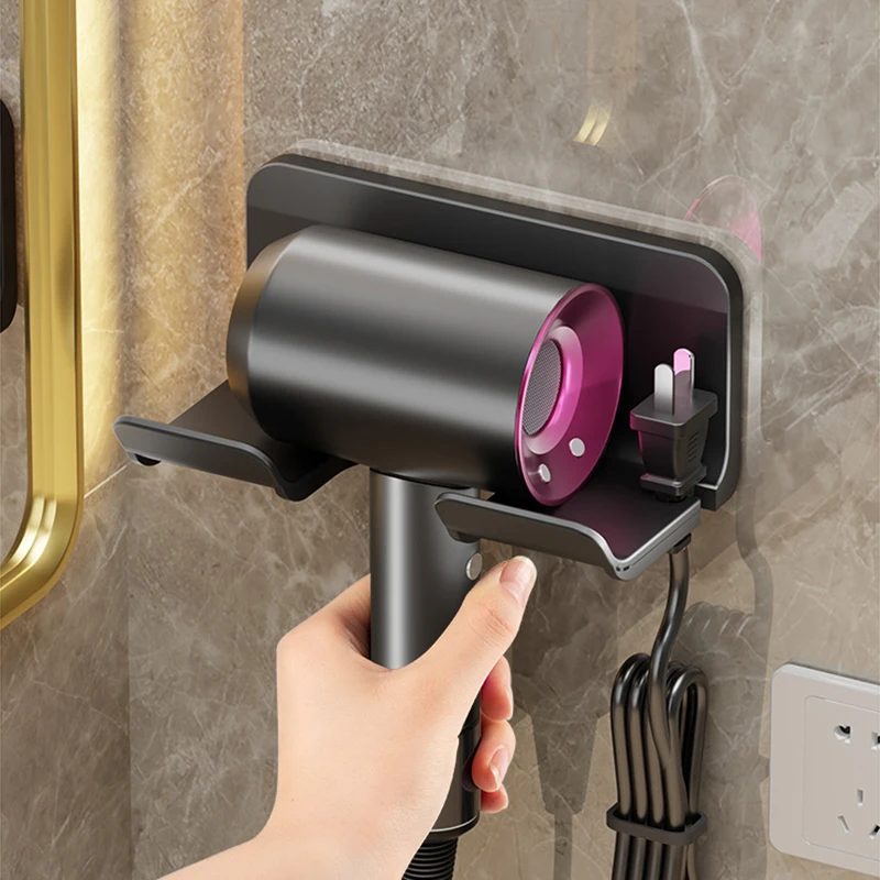 Hair Dryer Placement Rack, No-Drill Bathroom Wall-Mounted Storage Rack, Wall Storage Bracket, Hair Dryer