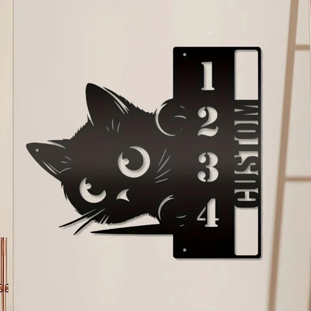 

1PC Distinct Custom Peeking Cat Metal Door Sign with Cute Pet Silhouette for Stylish Modern Outdoor Home Decoration No Power