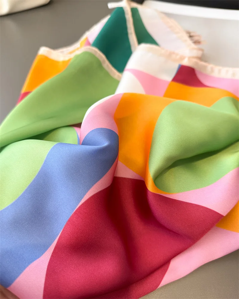 2025 Design Fashion Square Silk Scarf Women Hairband Printed Small Satin Shawls Foulard Neckerchief Female Headbands Bandana