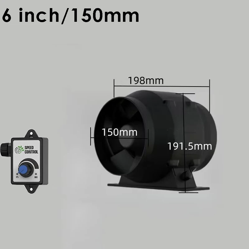 8 Inch/ 6 Inch Ventilation Fan 110V-240V Blower Exhaust Fan Waterproof Air Ventilator Pipe Extractor With Stepless Speed Control