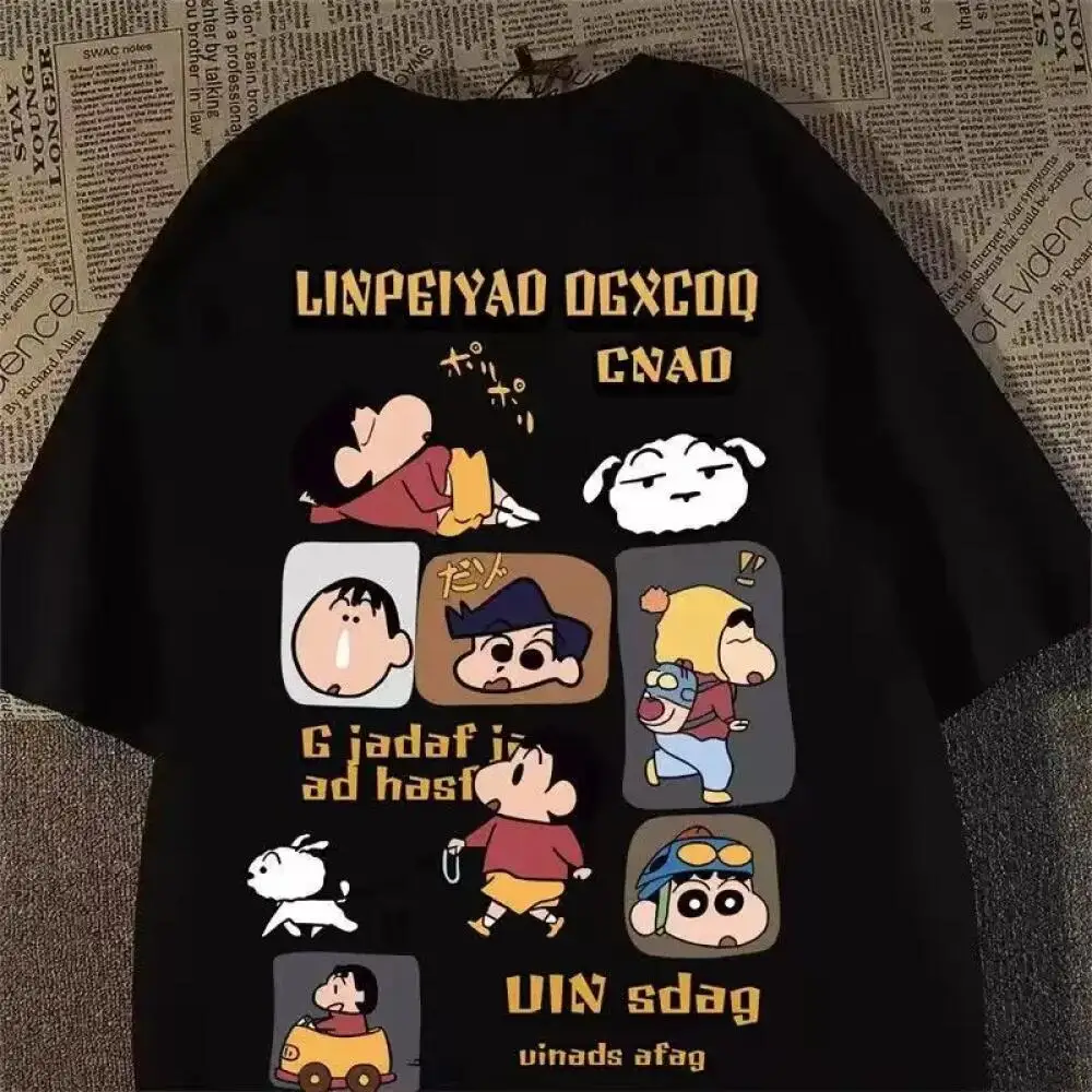 Crayon Shin Chan Japanese Anime Print Cotton Oversize Casual T Shirt Cute Women Short Sleeve High Quality Tops