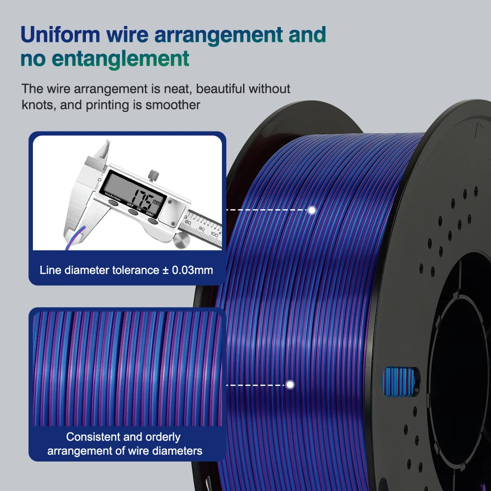 KINGROON Silk Dual-color PLA Filament 3D Printer 1.75mm 11/22 lbs Silk PLA Filament Plastic Materials 3D Printing Special Color