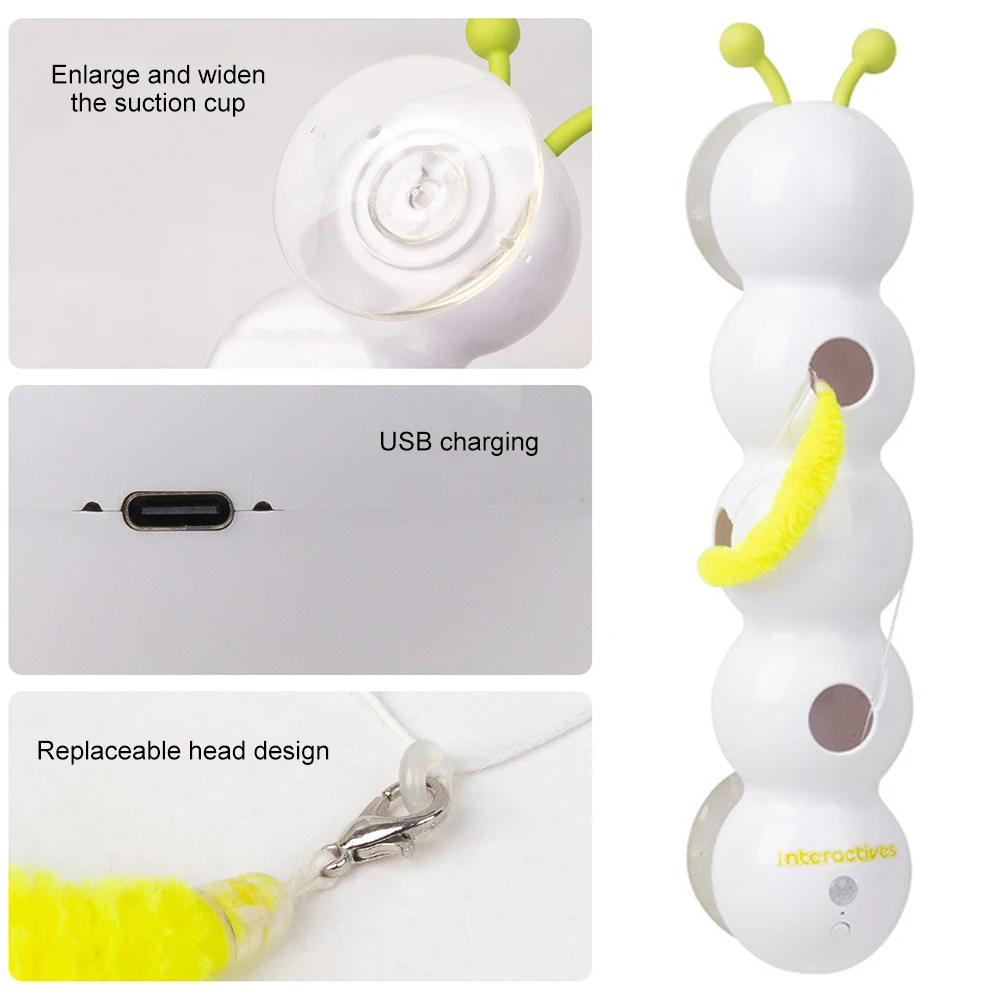 

Wuselwurm Cat Toy Charging Intelligent Interactive Cat Toy Motion Activated Worm Post Toy with Tail Automatic Popping Hole