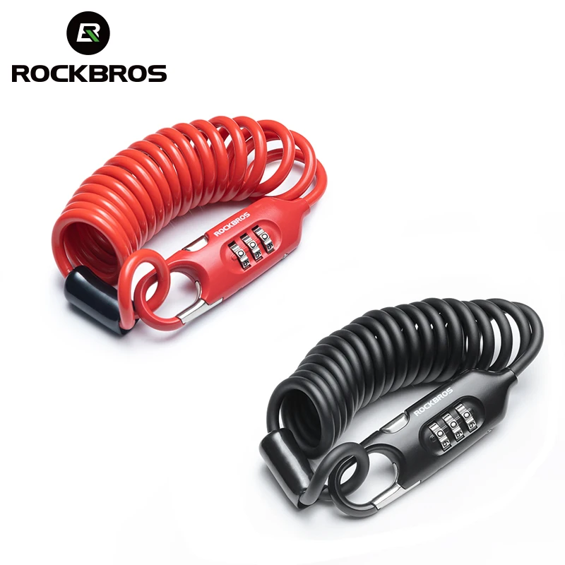 

ROCKBROS Bicycle Lock Portable Anti-theft Bike Mini 3 Digit Password Lock Durable Steel Cable Chain Security Helmet Lock