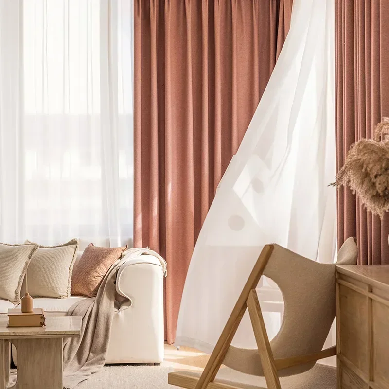 

Custom Size Modern Minimalist Nordic Light Luxury Cashmere Thick Fabric Blackout Curtains for Living Dining Room Bedroom