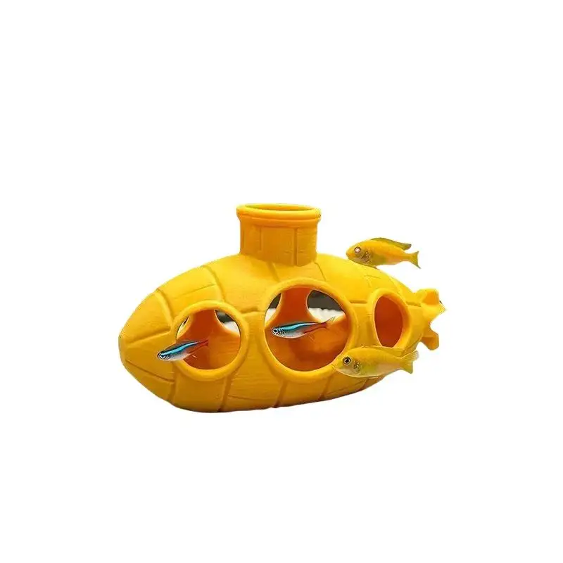 Easy to Clean 3D Printed Submarine Fish Tank Ornament Waterproof Aquarium Decor for Home Aquascape Landscaping view 3