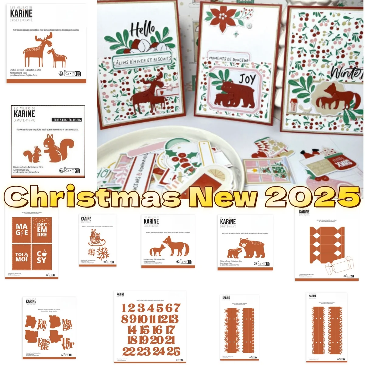 

Ноябрь Рождество 2025 Крекер Коробка Лось Дерево Звезда Волшебная открытка Медведь Снежинки Лисы Металлические штампы для DIY поздравительной открытки