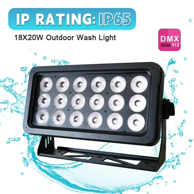 18x20W LED IP65 Luce di inondazione per esterni Illuminazione per DJ Luce da parete a LED impermeabile per hotel Paesaggio Giardini DJ Palcoscenico di nozze