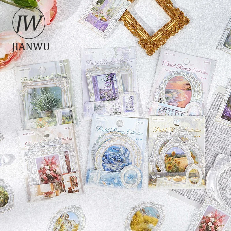 JIANWU Vintage Baroque Border Sea Plant Flower Landscape Material Collage Scrapbooking Sticker Creative DIY Journal Stationery