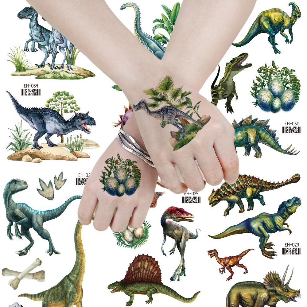 

12 Sheets 3D Colorful Tyrannosaurus Rex Tattoo Stickers, Realistic Dinosaur Egg, Tyrannosaurus Rex Waterproof Temporary Tattoos