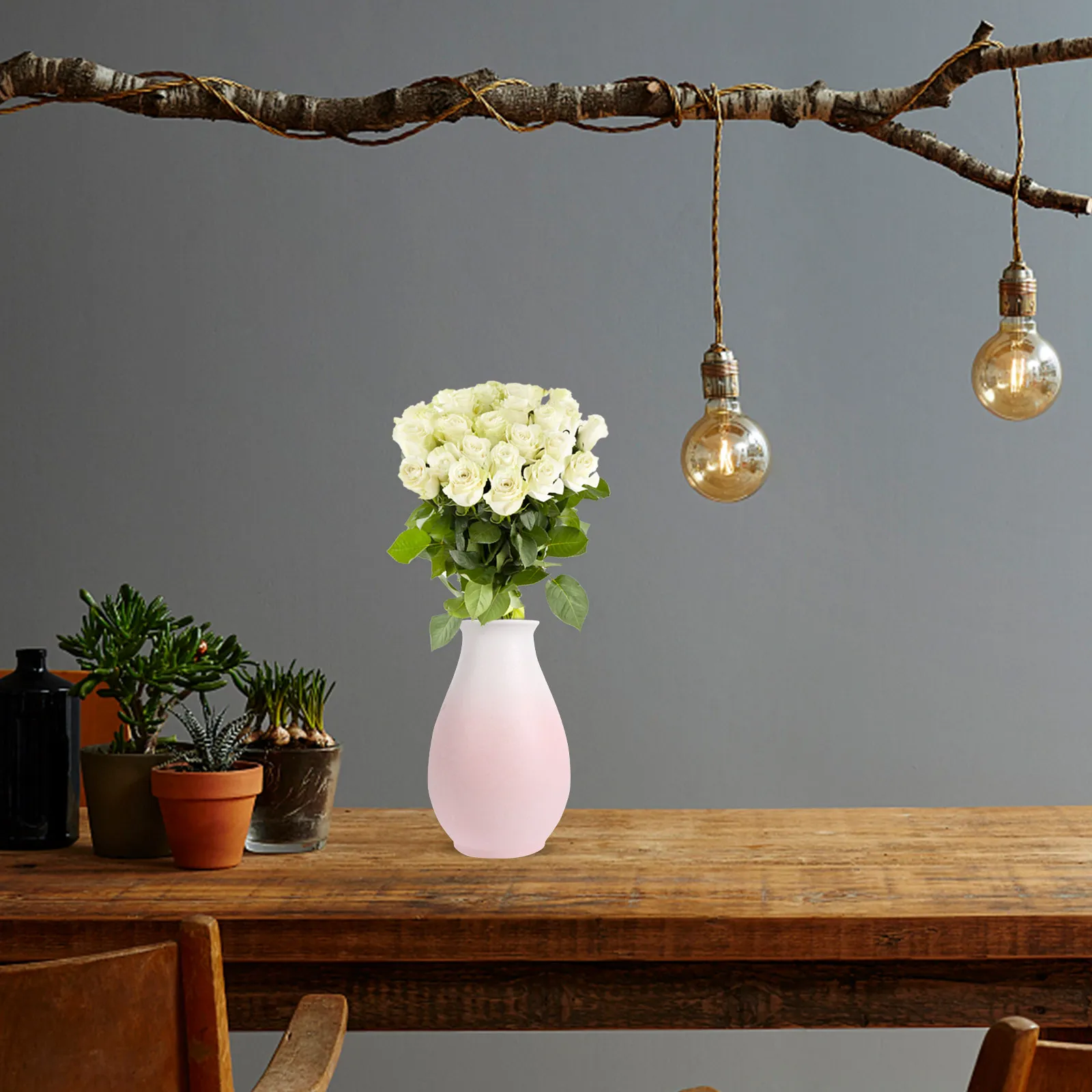 Gradient Color Frosted Ceramic Vase Nordic Style Flower Pot Creative Home Desktop Plant Container Flower Arrangement