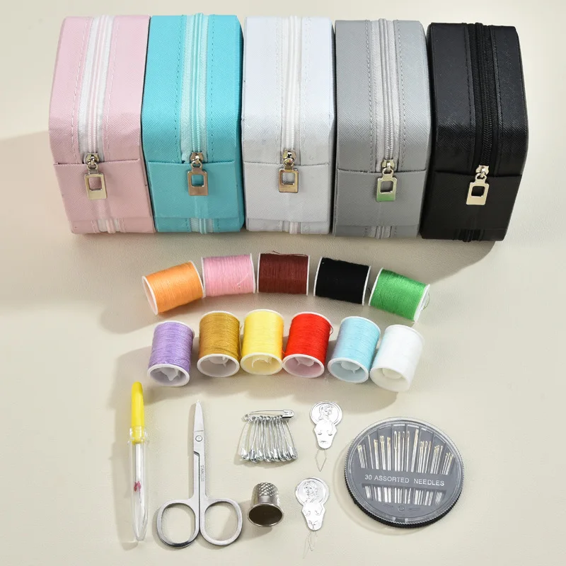 Zippered Sewing Kit 56-Piece Set, Portable Household Leather Grain Bag, Multi-functional Repair Tools for Clothes