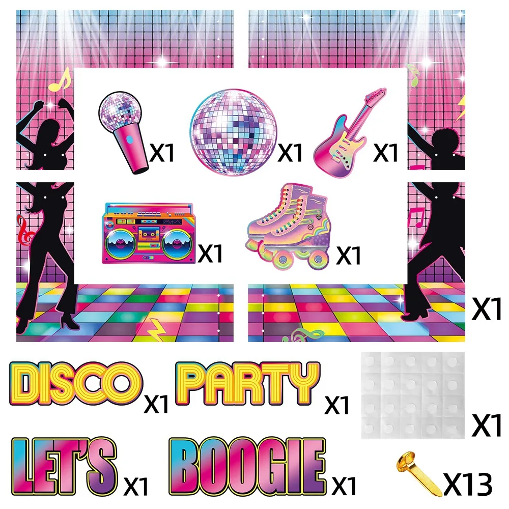 ديسكو موضوع لوازم الحفلات 70s كابينة تصوير الدعائم الرقص حفلة عيد ميلاد زينة كابينة تصوير الإطار الرجعية الهيب هوب لوازم الحفلات