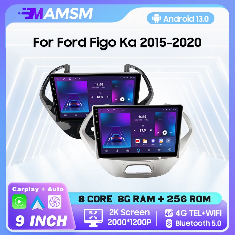

MAMSM Android 12 2K Car Radio For Ford Figo Ka 2015 2016-2020 Video Multimedia Bluetooth Player Navigation 4G GPS Carplay stereo