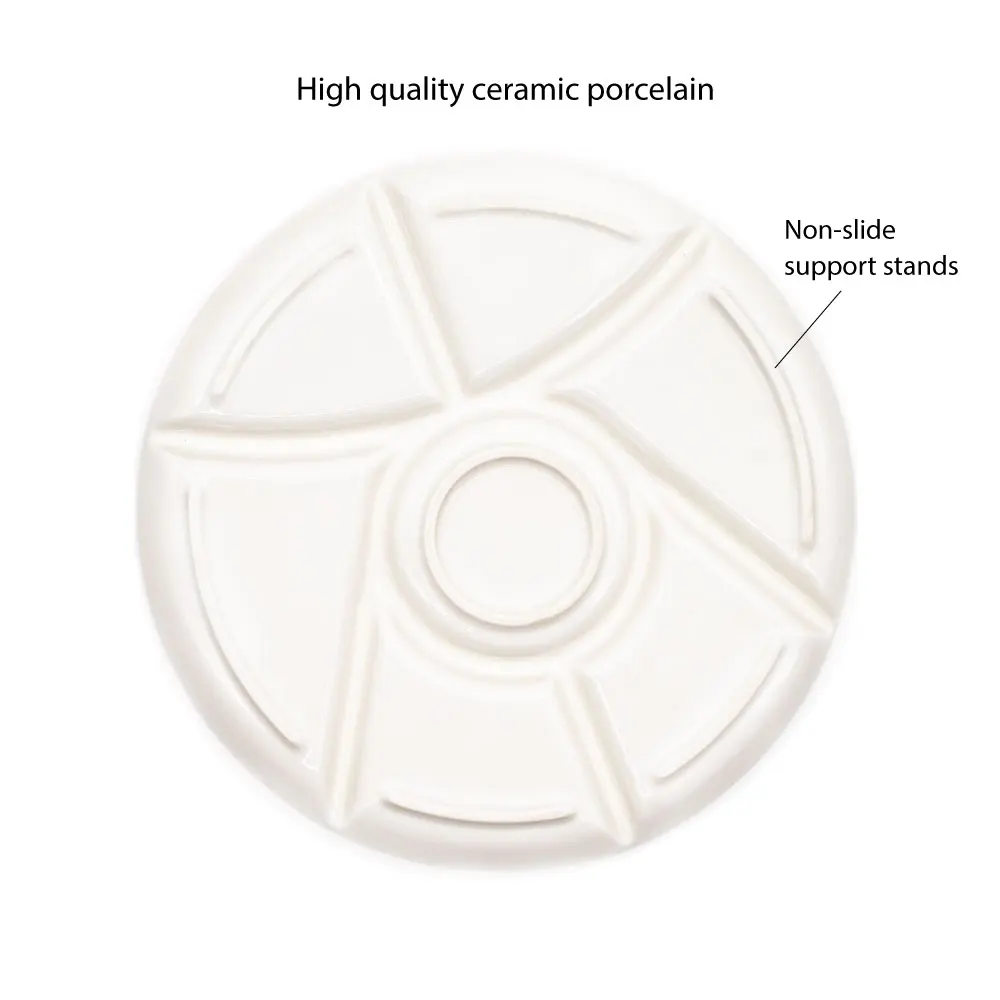 Artsecret Paleta de pintura de cerámica de porcelana de 7 pocillos Bandeja de colores para mezclar Plato de flores para pintura de acuarela al óleo acrílico de 8,5 pulgadas