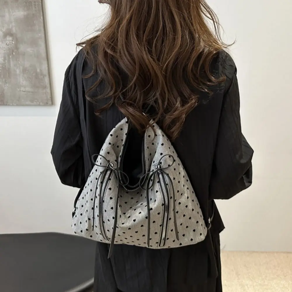 

Korean Style Wave Point Shoulder Bag Casual Adjustable Strap Commuting Backpack Elegant Large Capacity Polka Dot Backpack