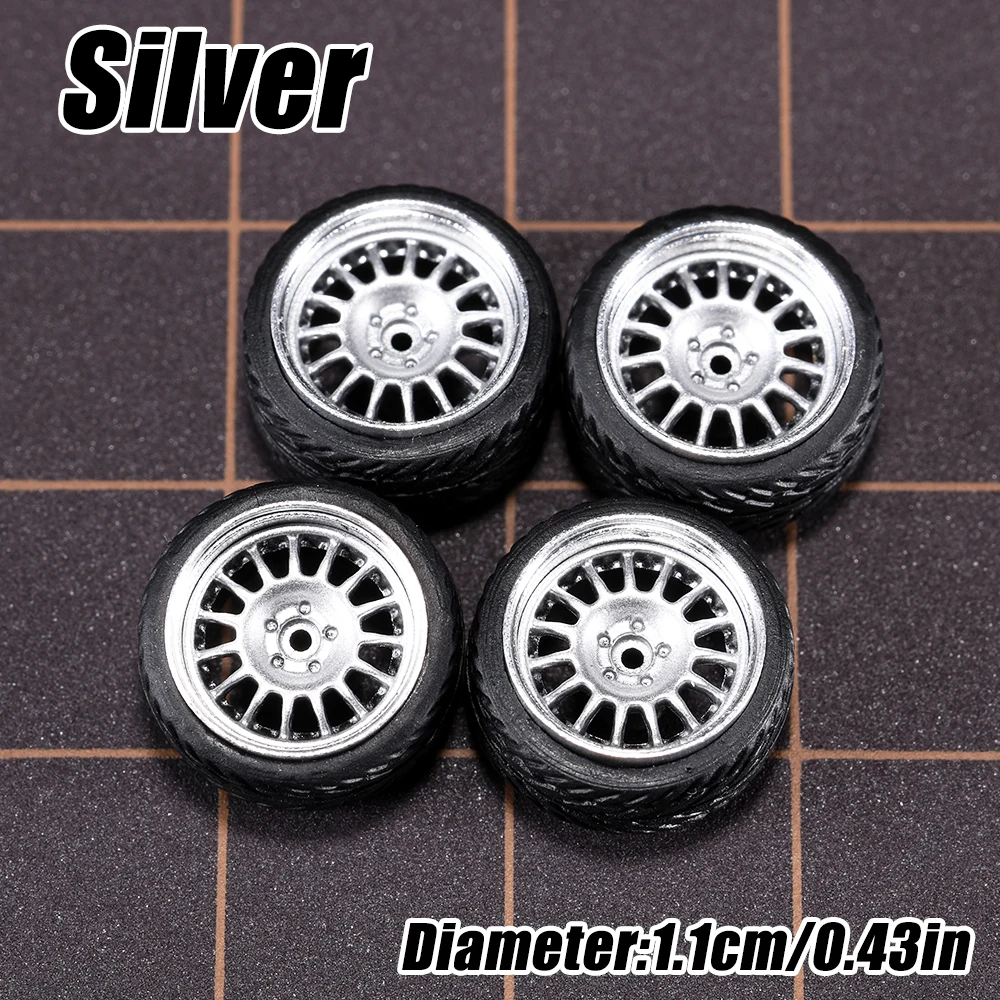 1/64 Modellauto-Räder 4er-Set - 11mm Durchmesser ABS-Gummireifen mit Bremsscheibe - Upgrade-Teile für Tomica Diecast-Fahrzeuge – Detail 13