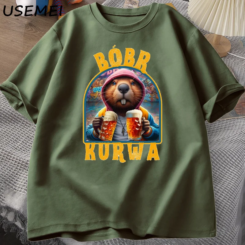 Bóbr Kurwa Gladiator T Shirts for Men Women The Glory of Rome Graphic T-Shirt Bober Beaver Boberek Tshirt Casual Graphic Tees