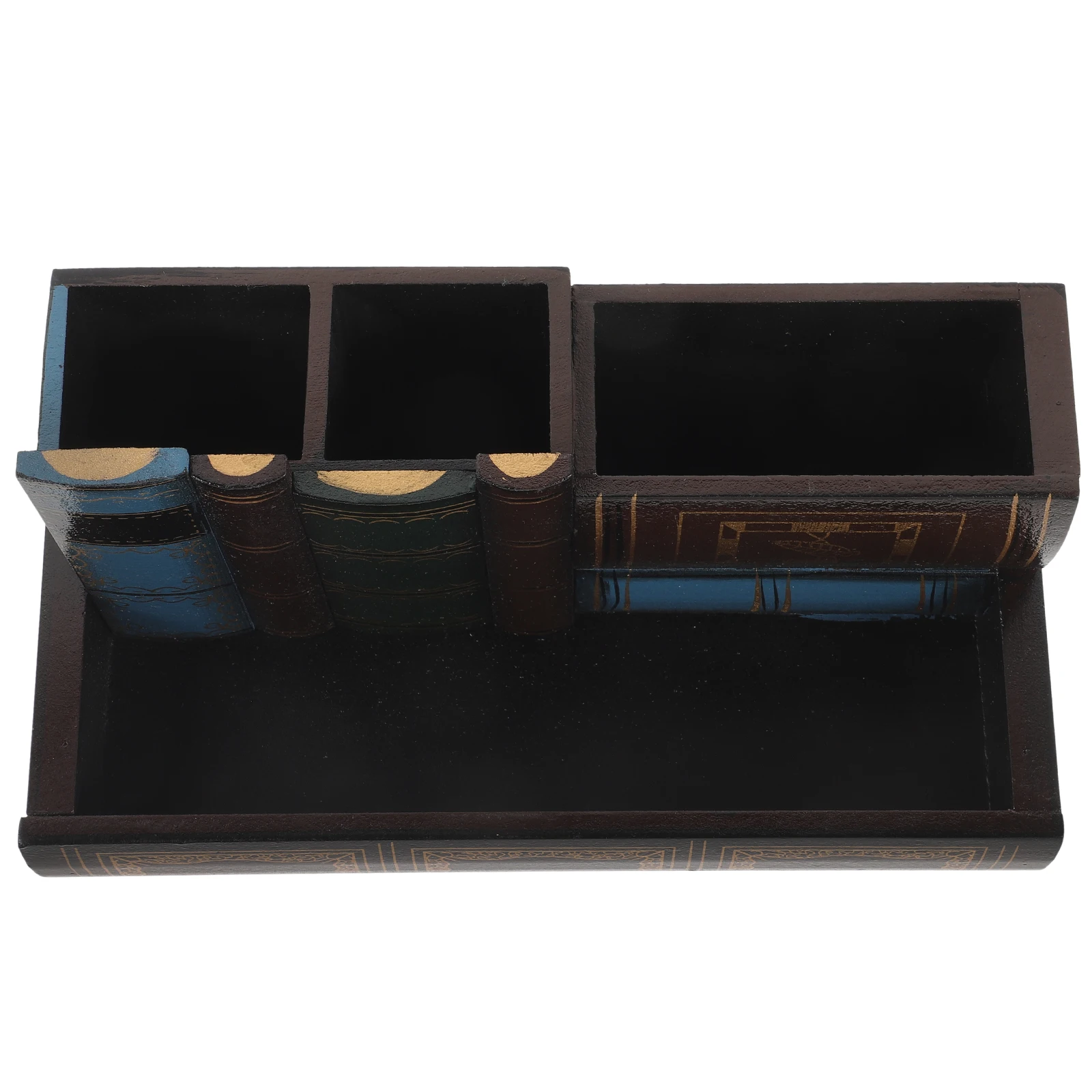 

Book Shape Pen Holder Holders Storage Office Container Organizer Stationary Wood Retro Style
