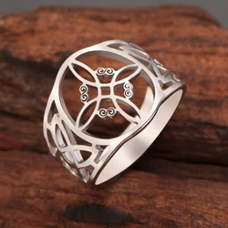 LIKGREAT anillo de nudo de bruja para hombres y mujeres, anillos de dedo de acero inoxidable huecos, amuleto celta Vintage, protección, regalos de joyería para pareja