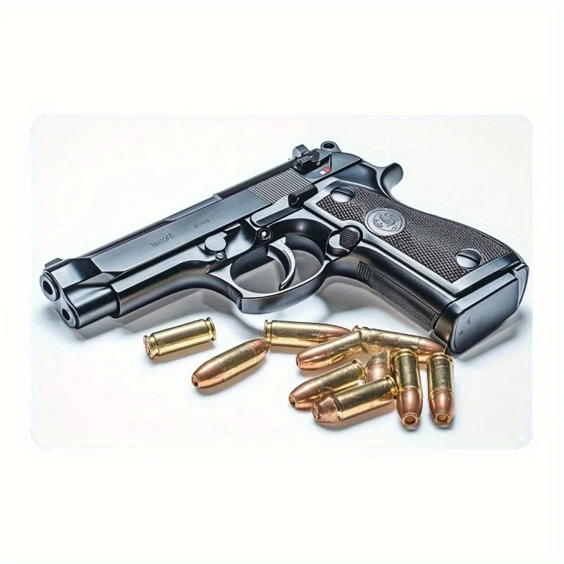 Auténtico modelo de metal Beretta 92F con balas - Réplica de hierro vintage realista para decoración del hogar y entusiastas militares