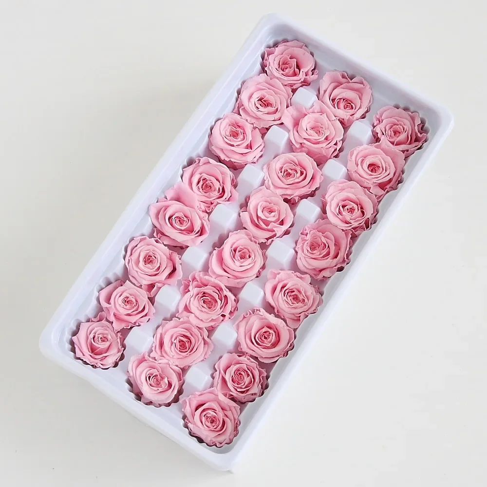 21pcs/box Preserved Flowers Rose Flower Immortal 2-3CM Diameter Mothers Day Gift Eternal Life Flower Material Gift Box Level B