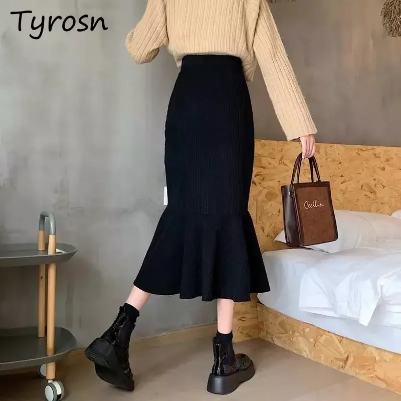 

Skirts Women Mid-calf Charming Exquisite Slim Graceful Sweet Romantic Fashion Korean Style Fish Tail Long Skirt Ladies Unique