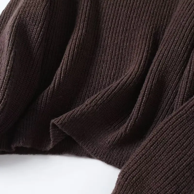 KONDALA Maglione dolcevita vintage da donna Autunno Marrone High Street Top lavorato a maglia 2025 Autunno Inverno Moda elegante maglione casual