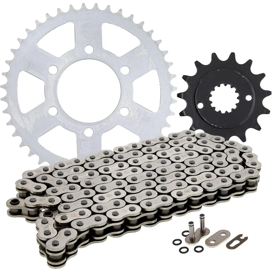 

Drive Sprocket Chain Combo for Kawasaki Ninja ZX6R ZX6RR Front 15 Rear 43 Tooth 520V ORing 110 Links Motorcycle Performance Upg