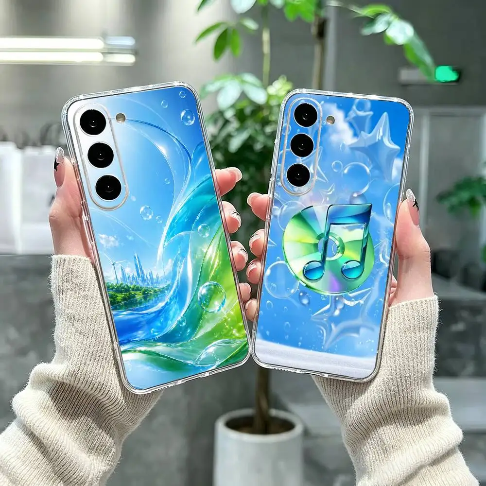 Fresh Frutiger Aero Aqua Nostalgia Clear Phone Case for Samsung A71, A70, A52, A51, A40, A30, A20