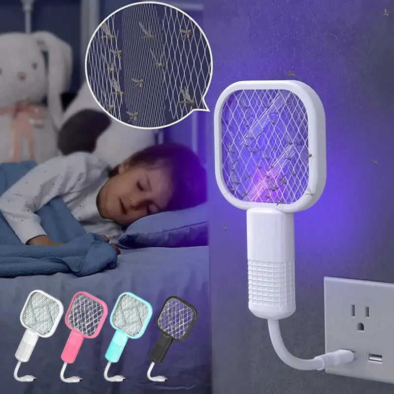 

USB-ловушка от комаров для борьбы с вредителями, мини-электрический шок, ловушка для насекомых, УФ-свет, портативная ракетка для насекомых, спальня