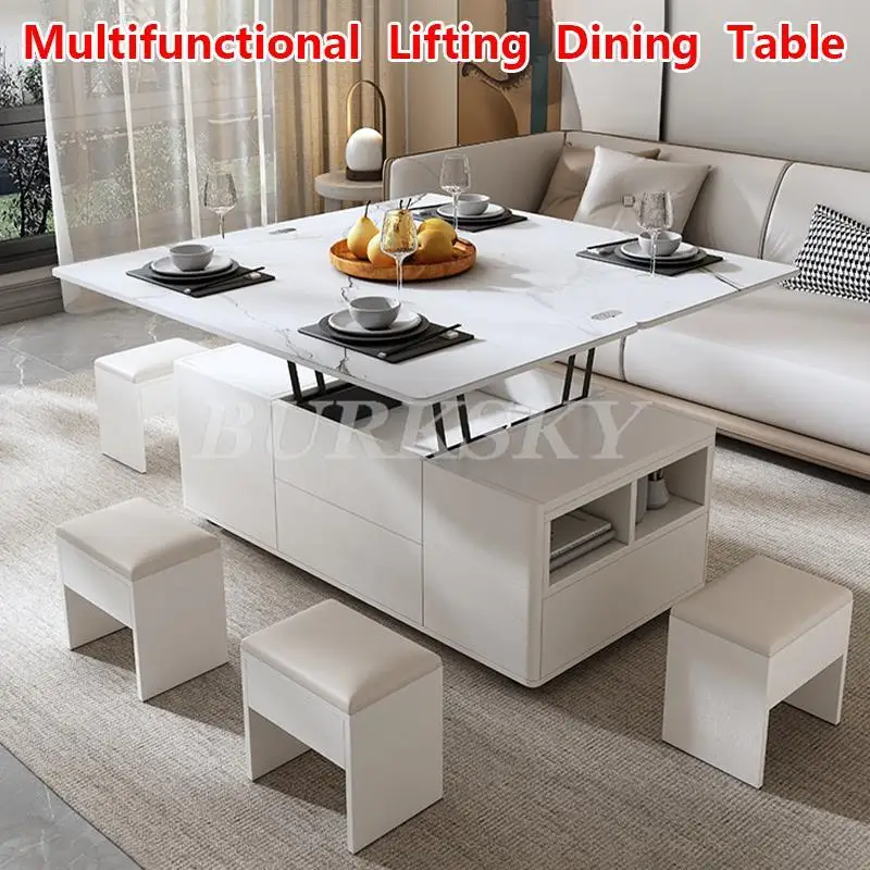 

Coffee Table For Living Room Multifunctional Folding table Home Light Luxury Modern Simple Tables Cabinet Combination With Stool