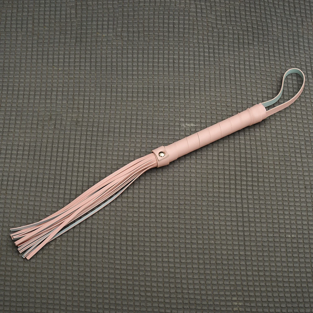 Pink high-end imitation leather long whip adult SM beat tuning racket slave whip BDSM spanking bondage whip female sex toy
