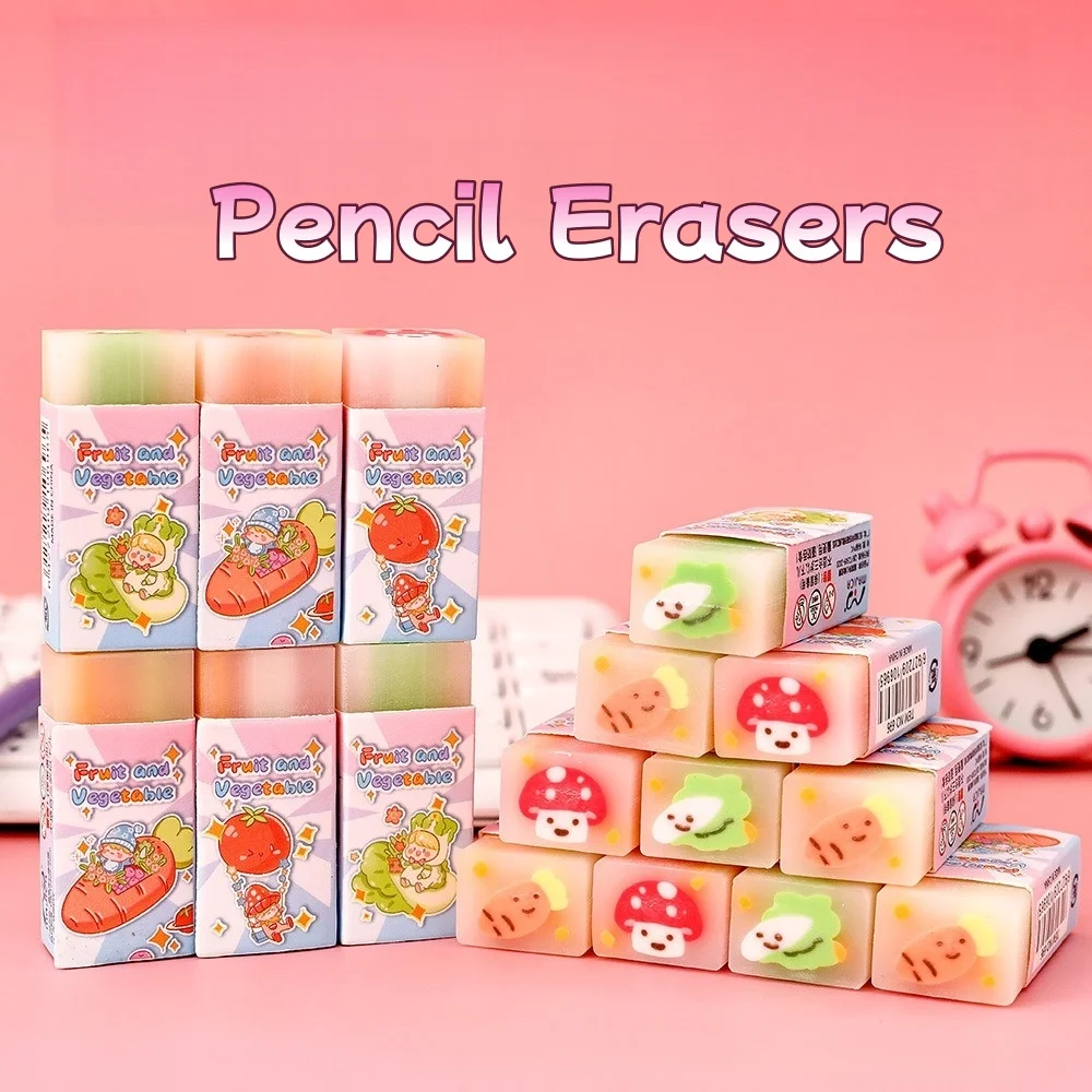 Efficient Low-Dust Pencil Erasers Cute Layered Vegetable Shapes for No-Smudge Cleaning Essential School Tool Teacher's Prize