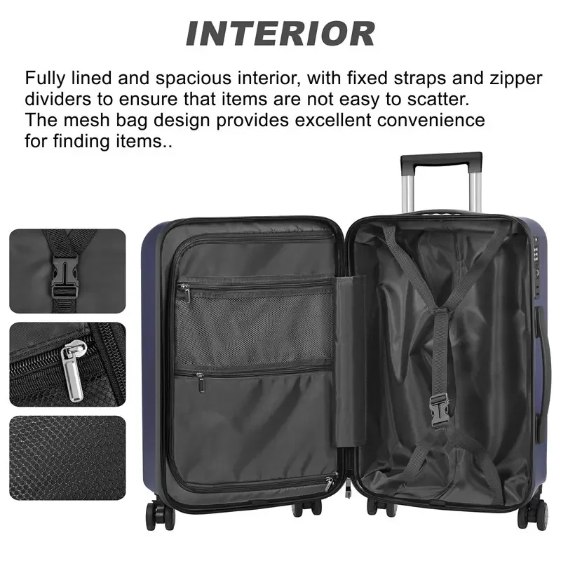 New 24 inch PC+ABS Luggage Suitcase with Spinner Wheels and Built-In TSA Lock for Carry-On.